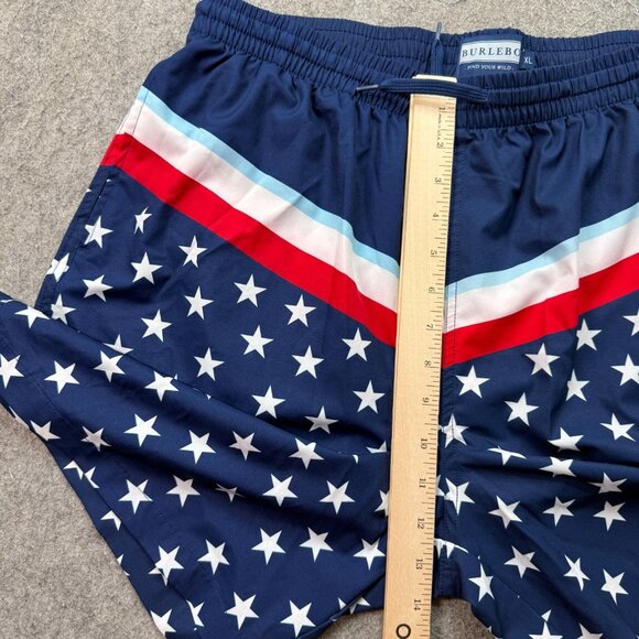 Burlebo Swim Trunks Men XL Blue White Red Patriotic Flag Print Stretch 7" - Picture 15 of 16